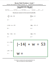 Seventh Grade Math Worksheets Free Printable Beestar